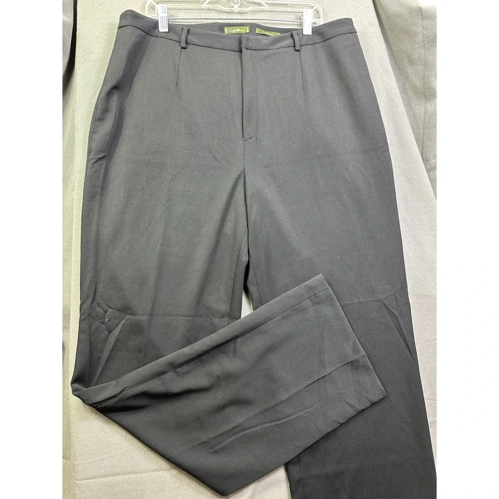 Eddie Bauer Classic‎ Fit Mens Black Dress Pants Flat Front Trousers Size 18 Tall